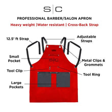 Heavy Weight Waterproof Professional Barber/Salon Apron Cross-Back Strap- Red - BUYBARBER.COM