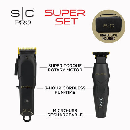 Super Set - Rebel Clipper & Flex Trimmer Combo with Travel Case Stylecraft