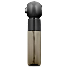 Mini Nano Mister 4 oz cordless hair and skin mist sprayer Black and transparent spray bottle on a white background