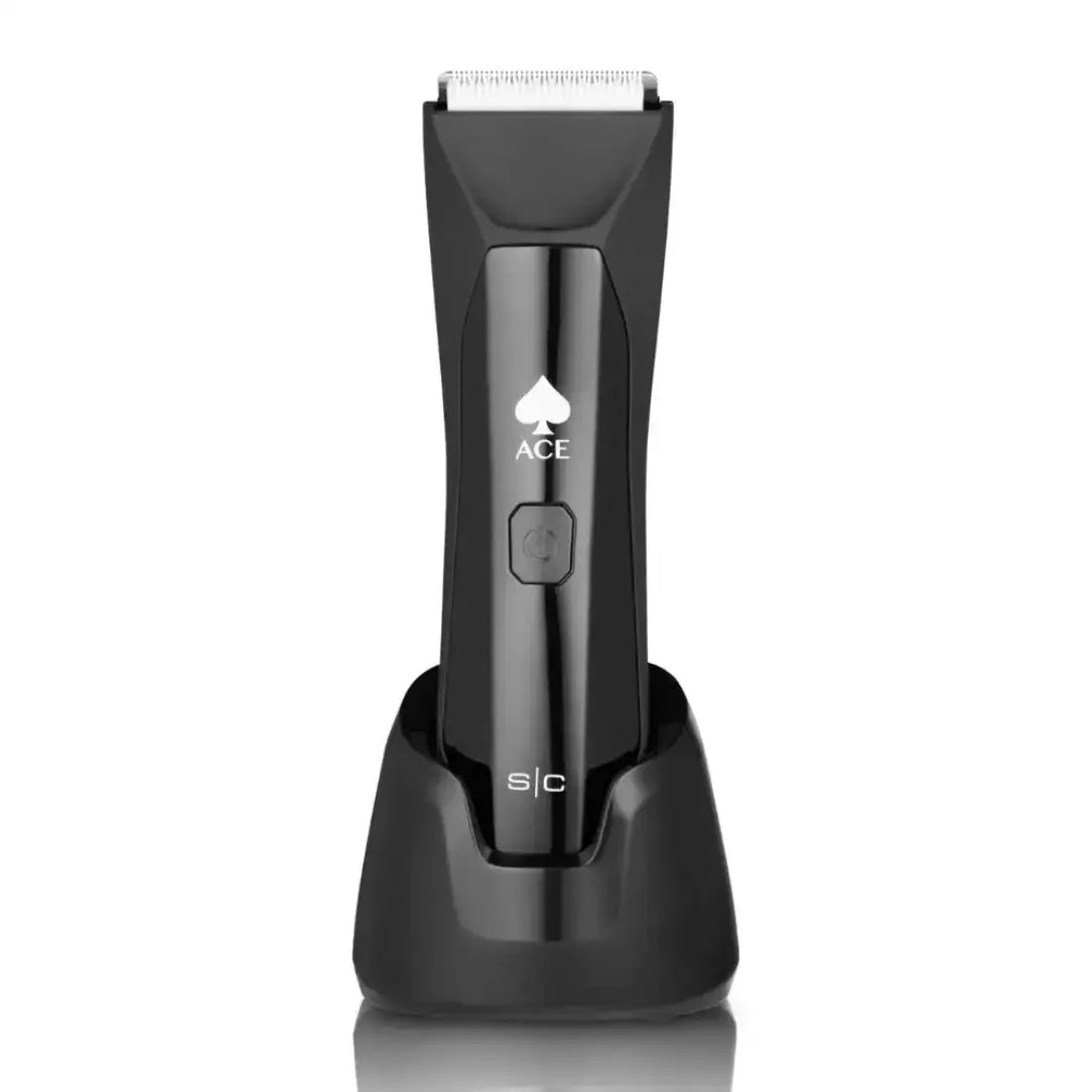 Black hair trimmer with Ace logo on a white background