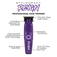 Purple Reign Professional Hair Trimmer Digital Brushless Motor Stylecraft