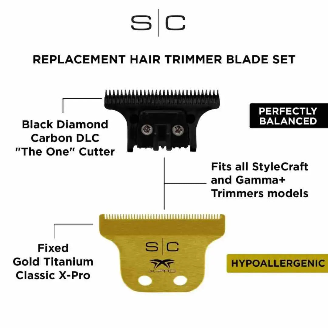 Gold Titanium Classic X-Pro Replacement Blade & DLC Cutter – Fits All StyleCraft / Gamma+ - BUYBARBER.COM