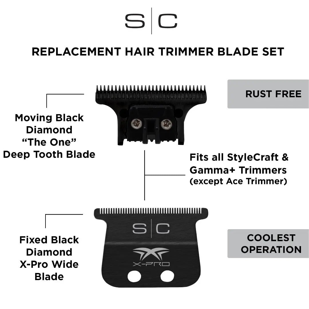 Replacement Fixed Black Diamond X-Pro Wide Blade with Black DLC "The One" Cutter - BUYBARBER.COM