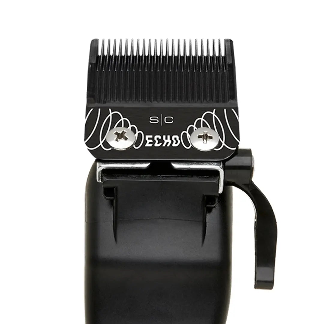 “Replacement Echo DLC hair clipper blade set zero-gapped for crisp, precise lines.”
