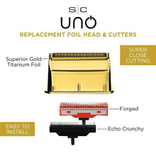 Replacement foil head and cutters with text on a white background