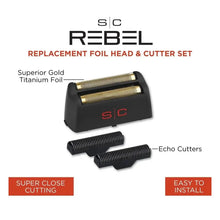 Rebel Shaver Replacement Gold Titanium Foil Head & Echo Cutters - BUYBARBER.COM