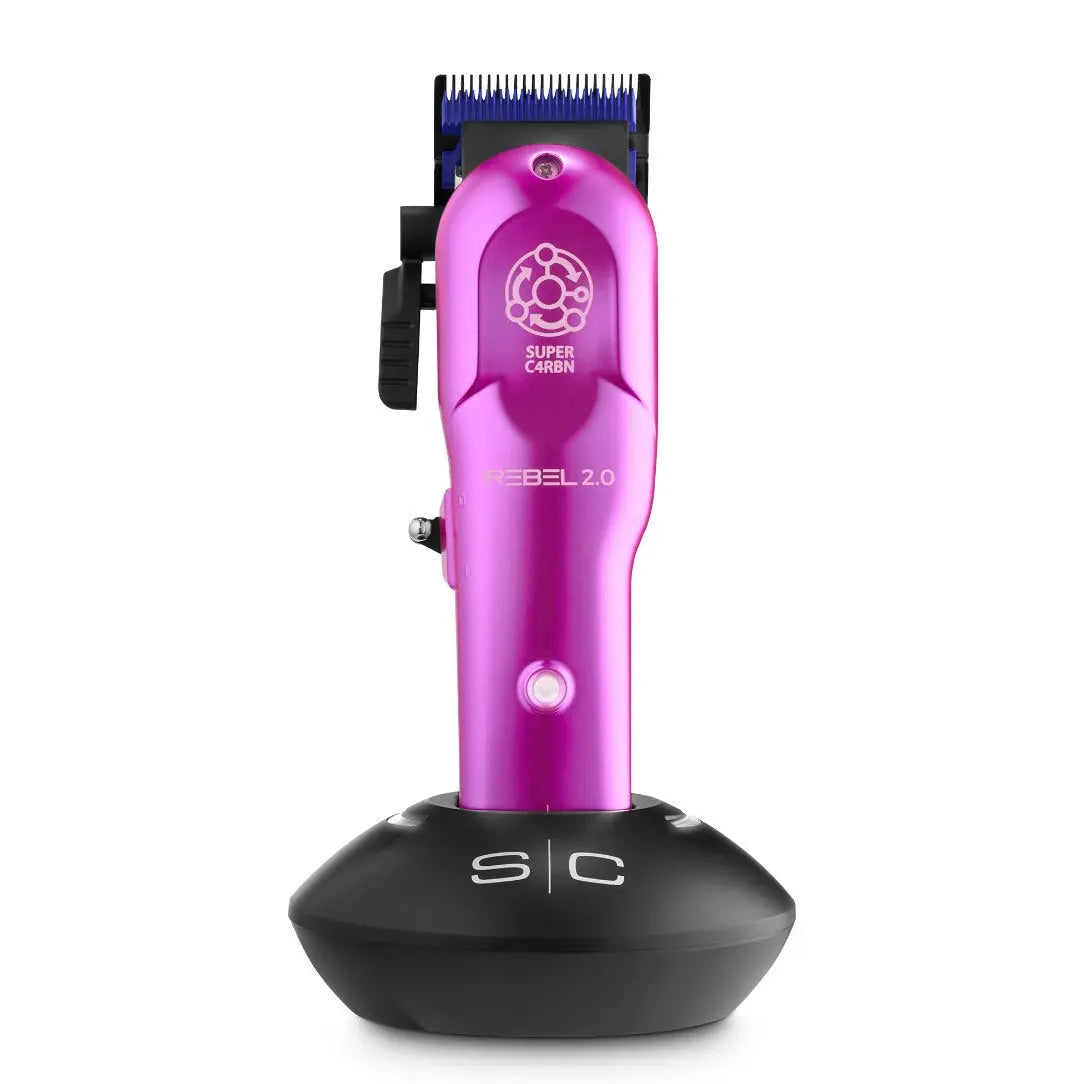 Purple Rebel 2.0 Professional Hair Clipper with black base on a white background