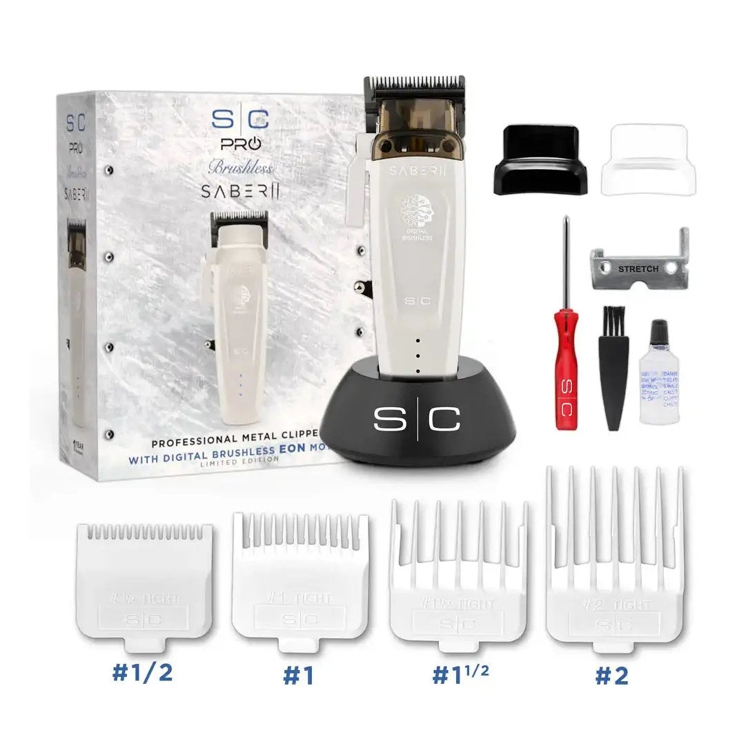 Saber 2 Professional Hair Clipper with EON Digital Brushless Motor – White Limited Edition Stylecraft
