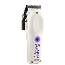 White hair clipper with visible brand logo on a white background