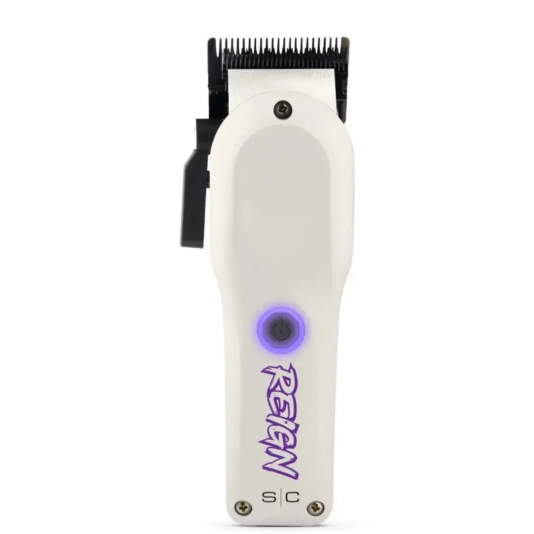 Hair clipper with 'Reign' branding on a white background