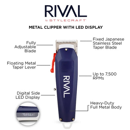 Rival metal clipper with LED display on a white background