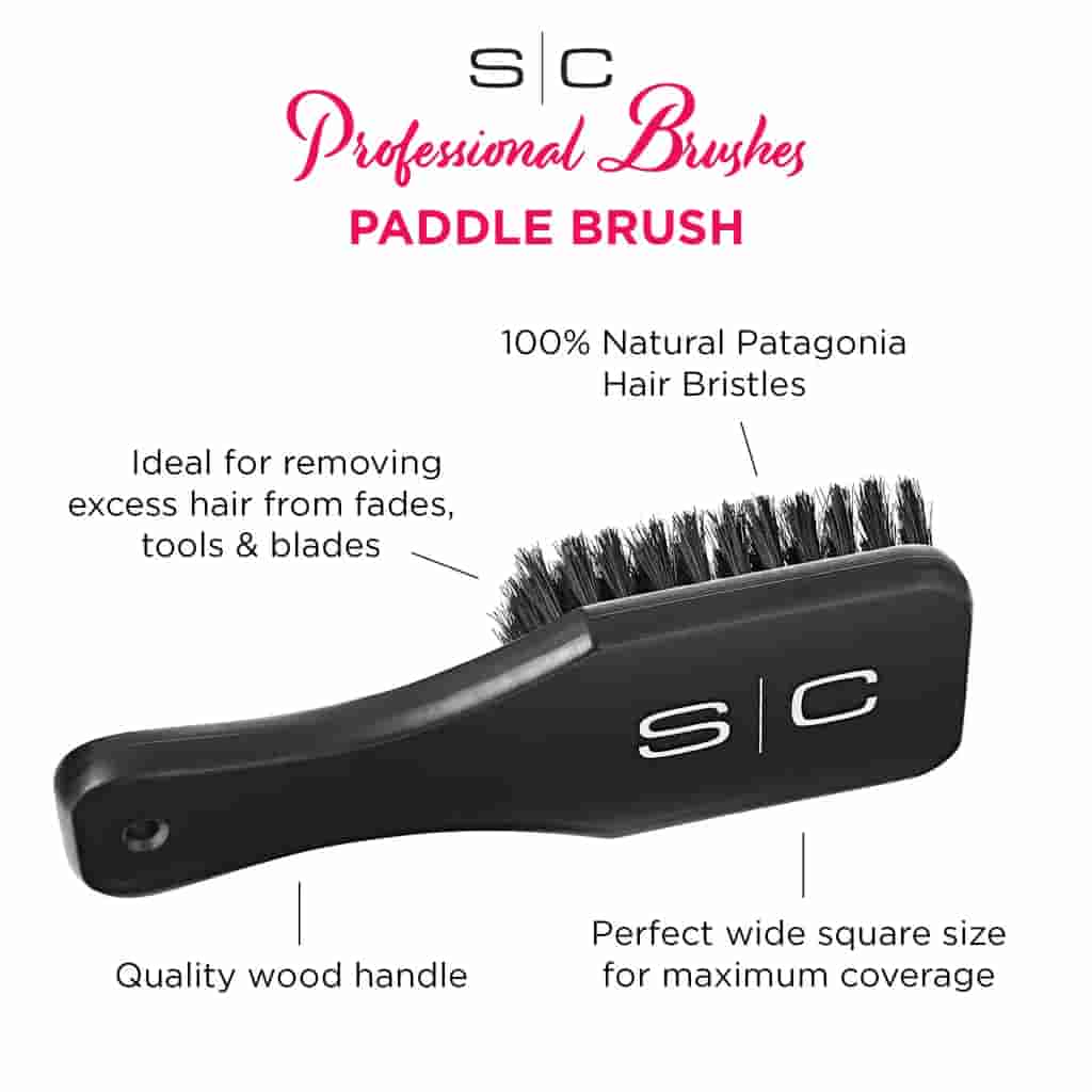 Professional barber club paddle brush 100% natural bristles and wood handle - BUYBARBER.COM