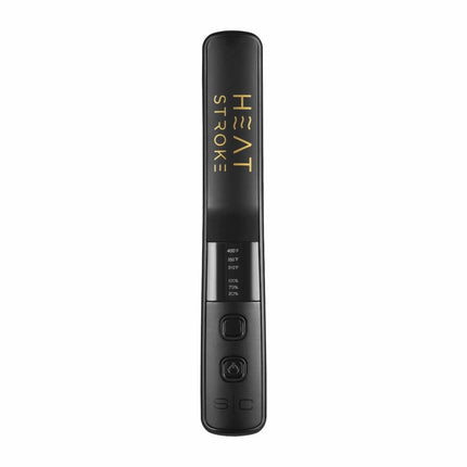 StyleCraft Heat Stroke Wireless Hot Brush Matte Black Black handheld device with 'Heat Stroke' branding on a white background