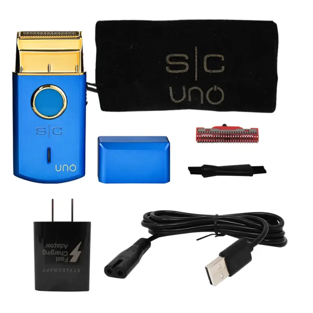 UNO Mini Single-Foil Shaver – Blue | 9 000 RPM, 120-Min Cordless - BUYBARBER.COM