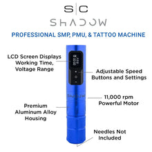 Stylecraft Shadow - 3-in-1 SMP/PMU Tattoo Machine Blue - BUYBARBER.COM