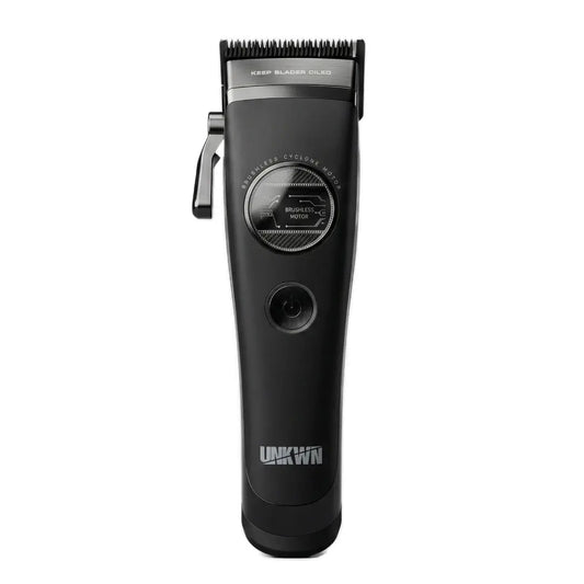 UNKWN Vortex Cyclone Clipper Black hair clipper with brand name on a white background