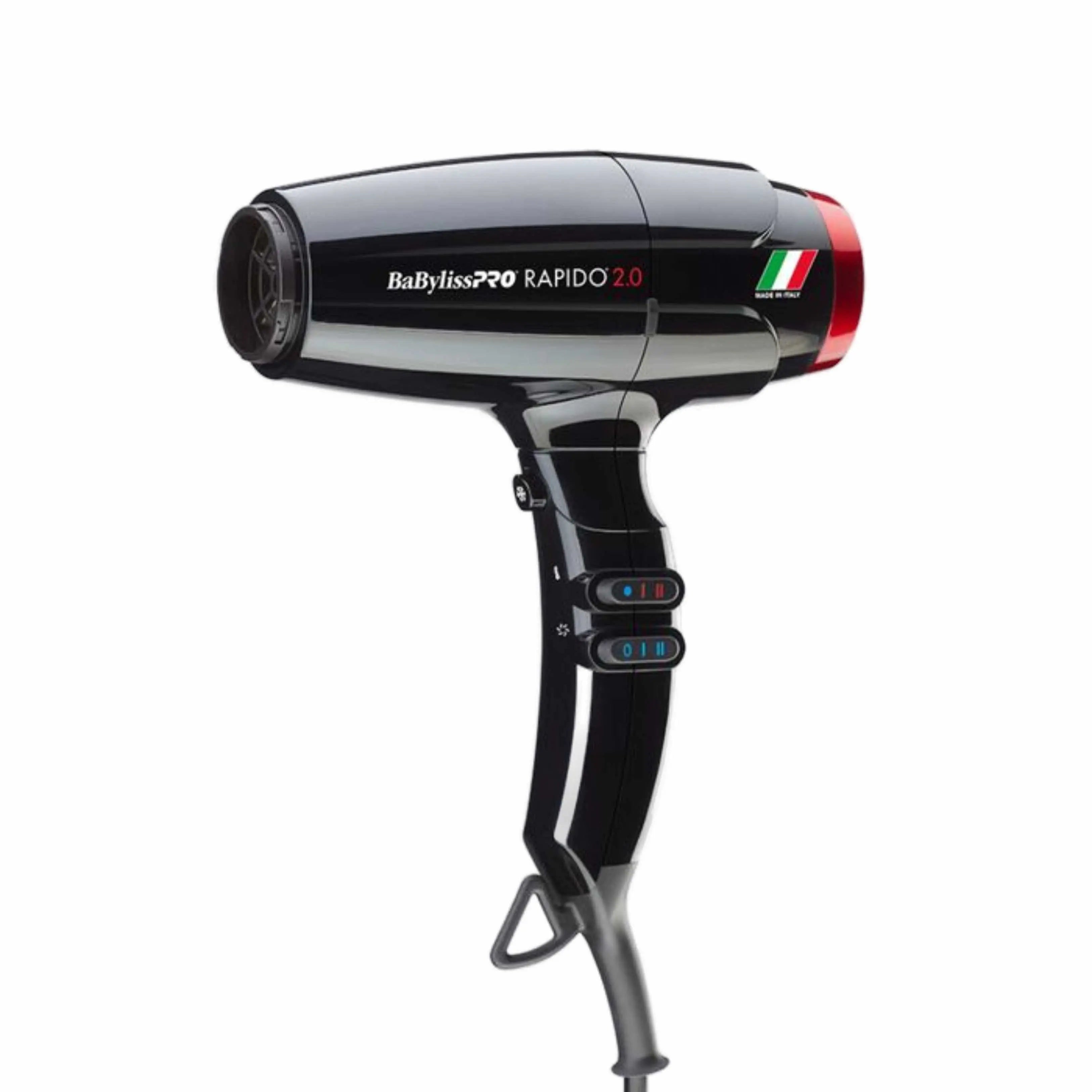 Black BabylissPro hair dryer on a white background