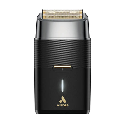 Black and silver Andis ProFoil Plus II  electric shaver on a white background