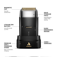 Andis ProFoil Plus II  electric shaver with features highlighted on a white background