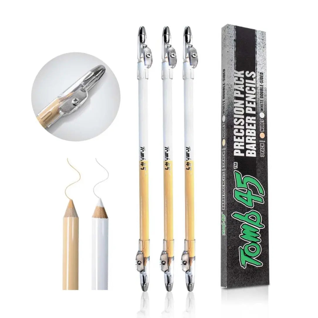 3PCS Tomb45 Barber Pencil – Hairline & Beard Trace Guide (With Sharpeners) Tomb45