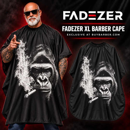 Gorilla Barber Cape XL – Anti-Static Graphic Cutting Cape 55" x 68" Fadezer
