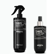 Two bottles of Immortal NYC Chaos Sea Salt Spray on a white background