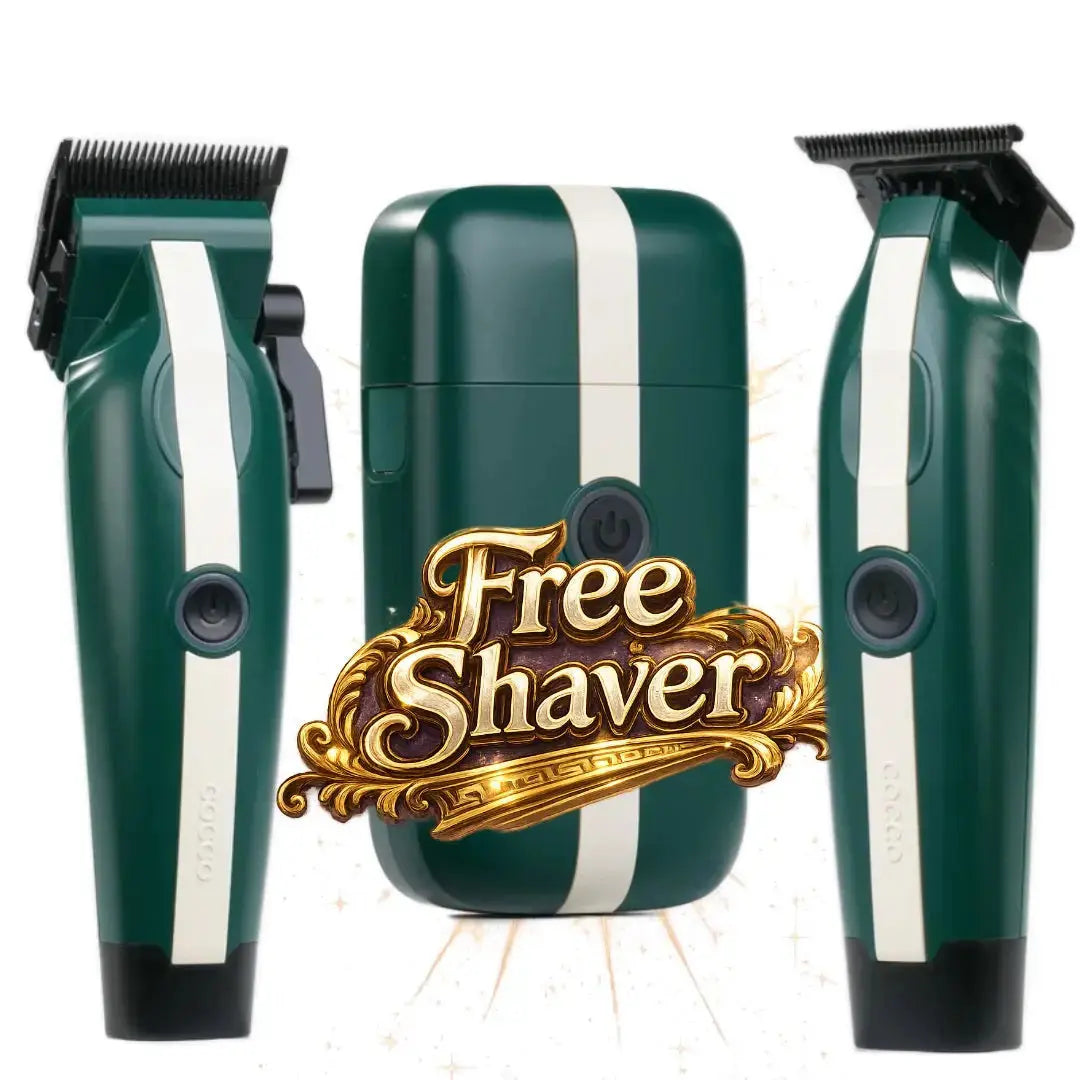 COCCO Veloce Lite Bundle (Green/White): Clipper + Trimmer + FREE Shaver