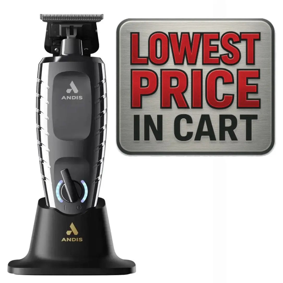 Andis hair trimmer with a 'Lowest Price in Cart' sign on a white background