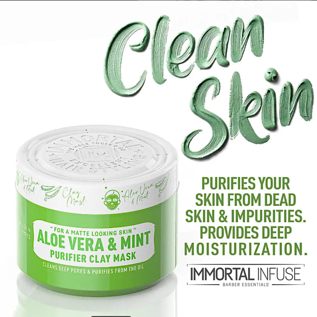 IMMORTAL NYC Aloe Vera & Mint Purifier Clay Mask – Matte Skin - BUYBARBER.COM