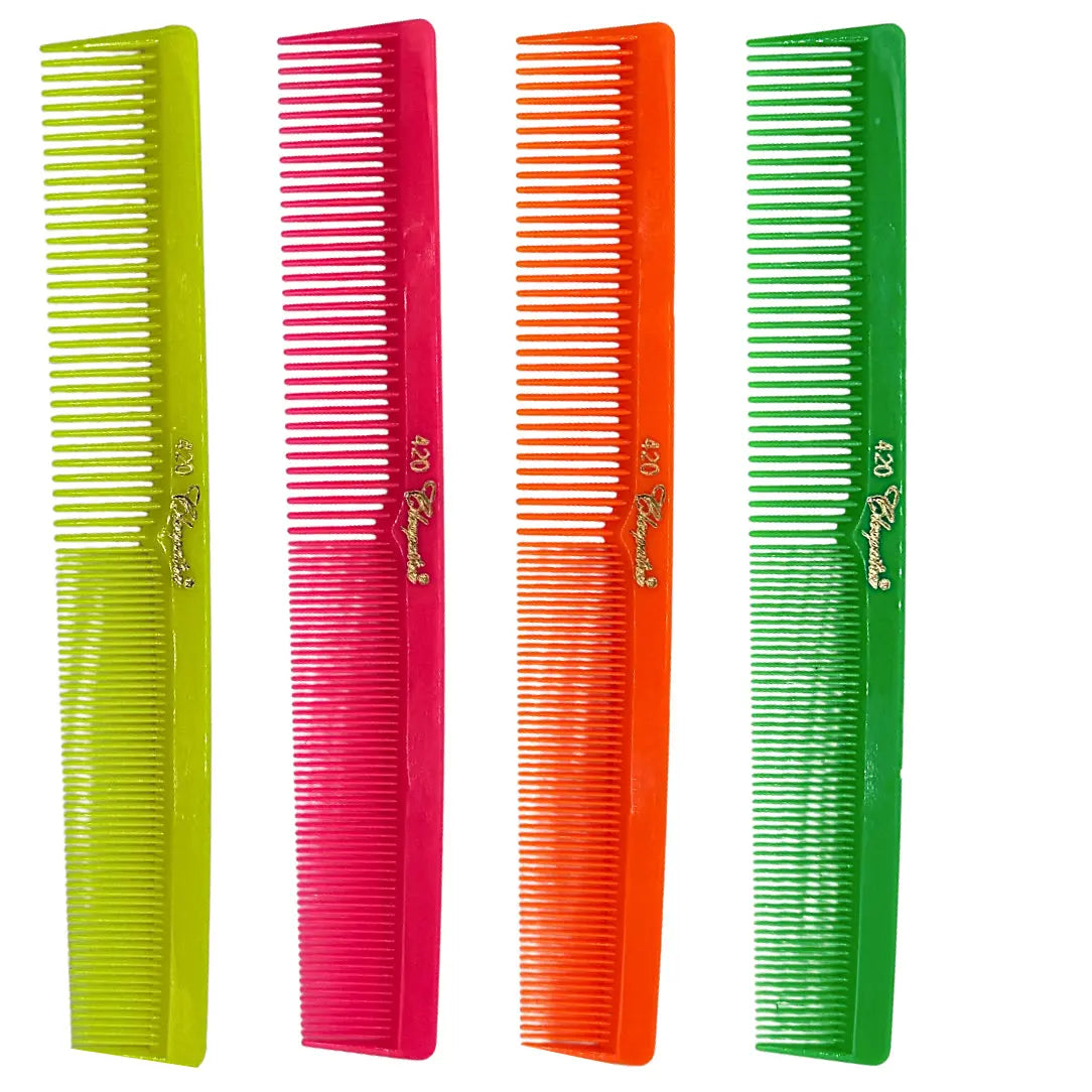 Krest Cleopatra 420 7" Flat Back Barber Comb (12 Pack) - Colors - BUYBARBER.COM