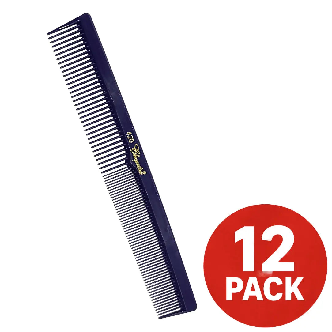 Krest Cleopatra 420 7" Flat Back Barber Comb (12 Pack) - Colors - BUYBARBER.COM