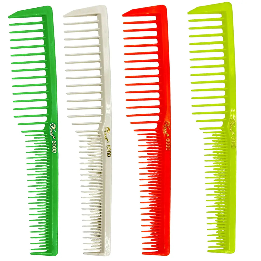 Krest 6000 Wide-Tooth Teasing Combs – Made in USA – 12 Pack – Colors - BUYBARBER.COM