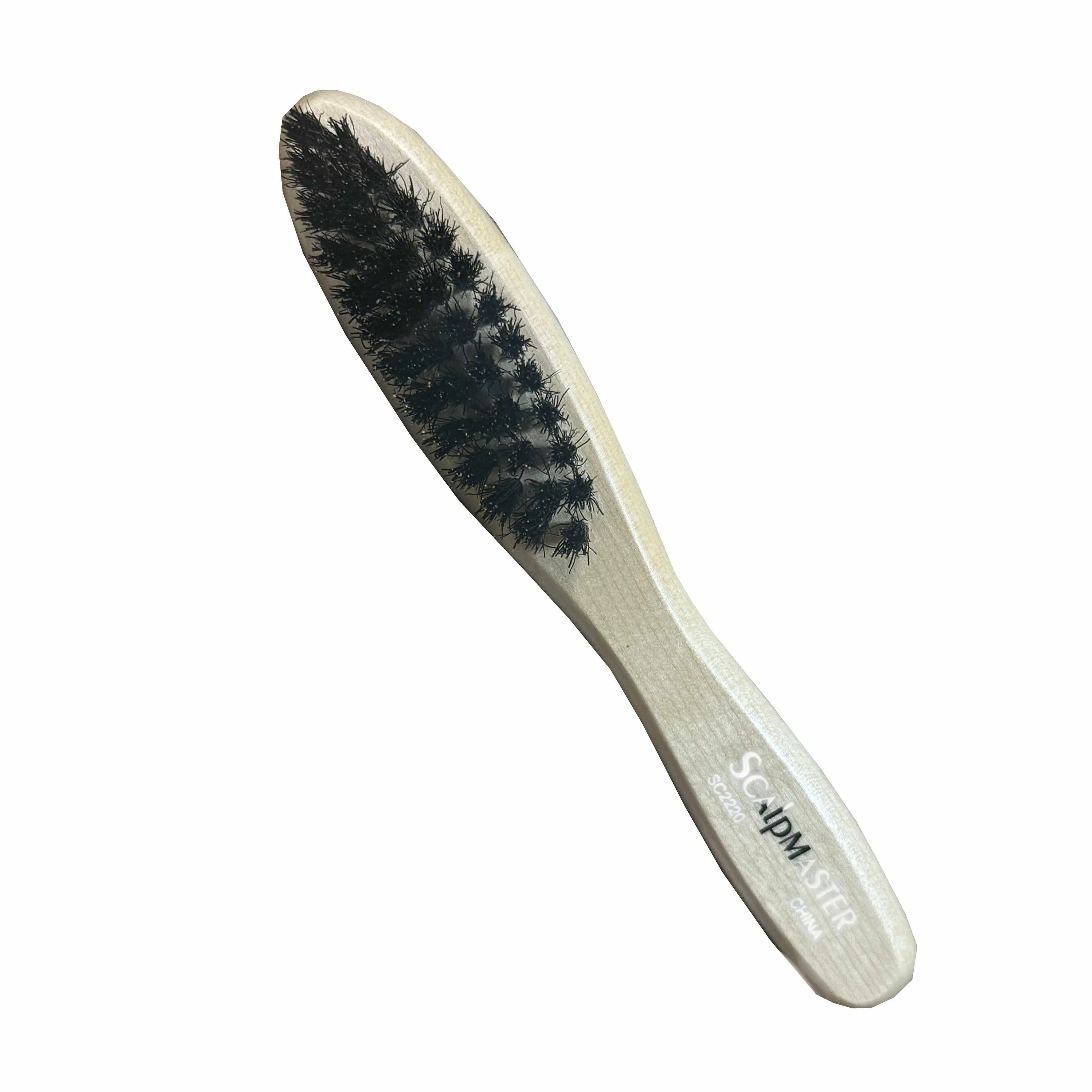 Scalpmaster Boar Bristle Beard Brush 4 Row #SC2220 Hairbrush with black bristles on a white background