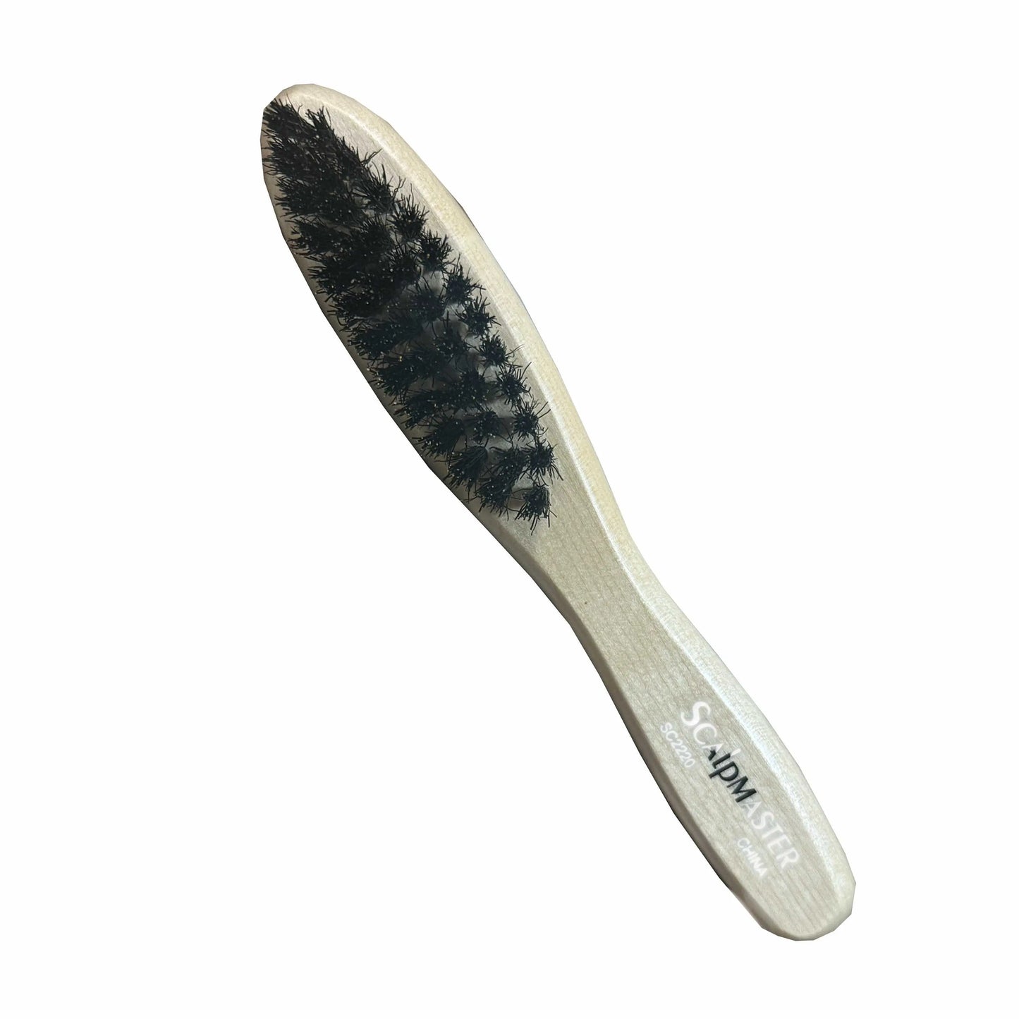 Scalpmaster Boar Bristle Beard Brush 4 Row #SC2220 Hairbrush with black bristles on a white background