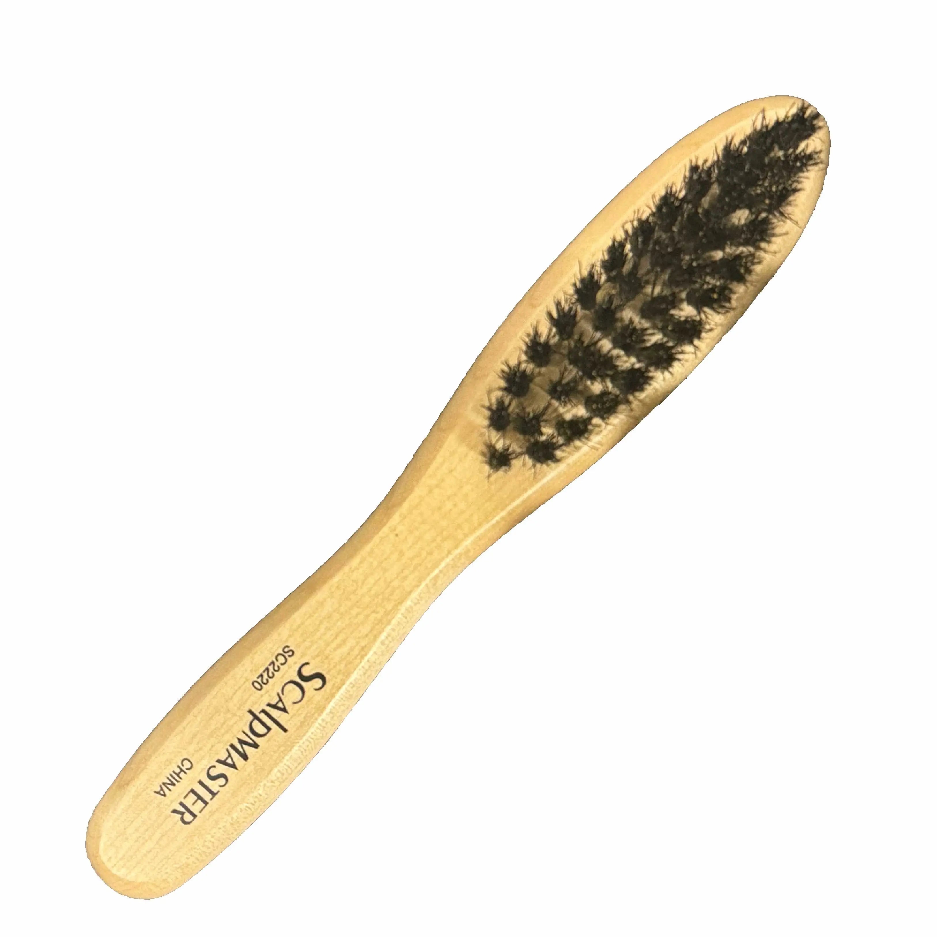 Scalpmaster Boar Bristle Beard Brush 4 Row #SC2220 Wooden brush with bristles on a white background