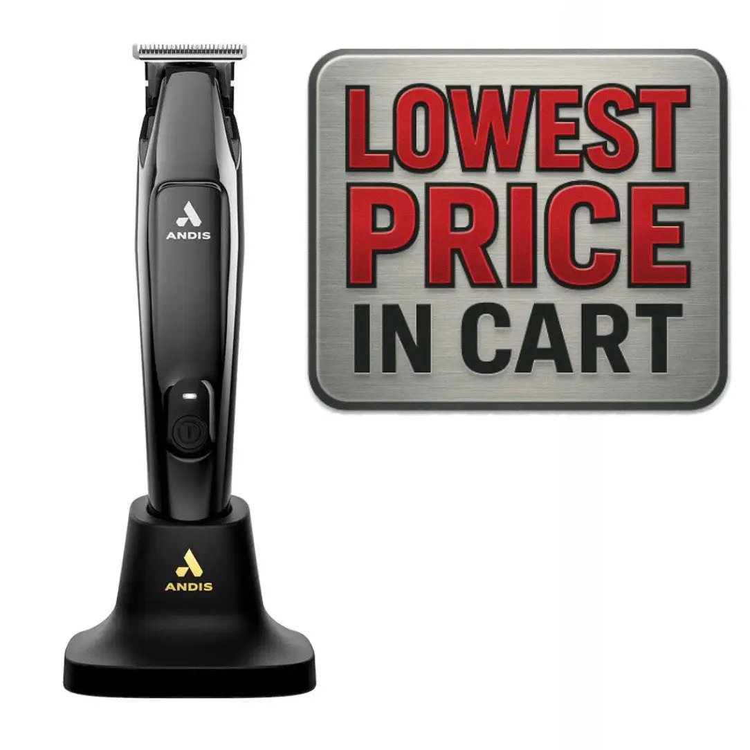 Andis hair trimmer with a 'Lowest Price in Cart' sign on a white background