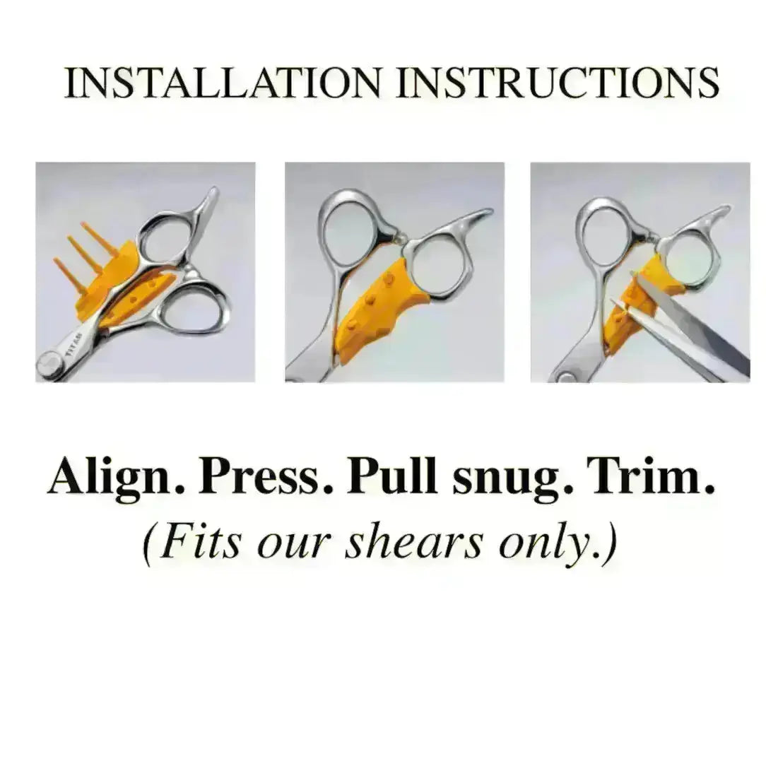 Installation instructions for shears with images and text on a white background
