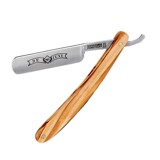 Straight Razor, non stainless carbon-steel blade 5/8". Olive Wood - BUYBARBER.COM