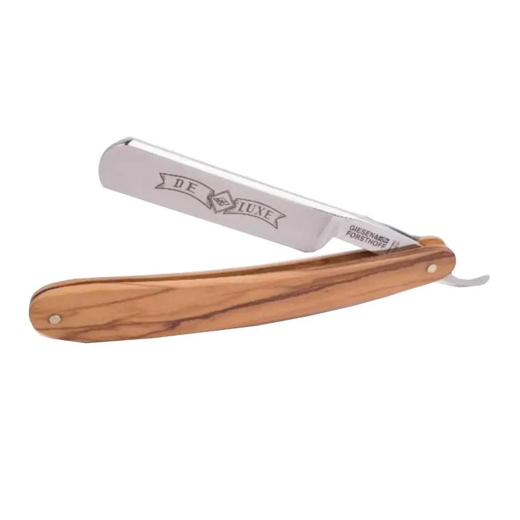 Straight Razor, non stainless carbon-steel blade 5/8". Olive Wood - BUYBARBER.COM