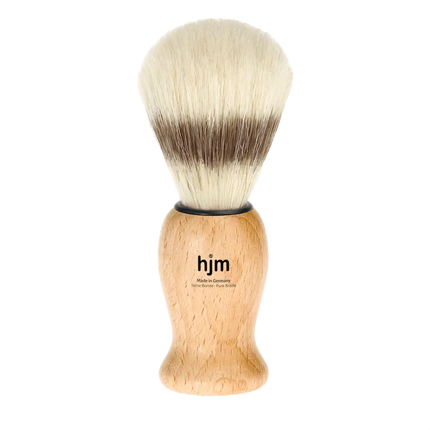 HJM Shaving Brush, Pure Bristle, Beech Wood Natural - BUYBARBER.COM