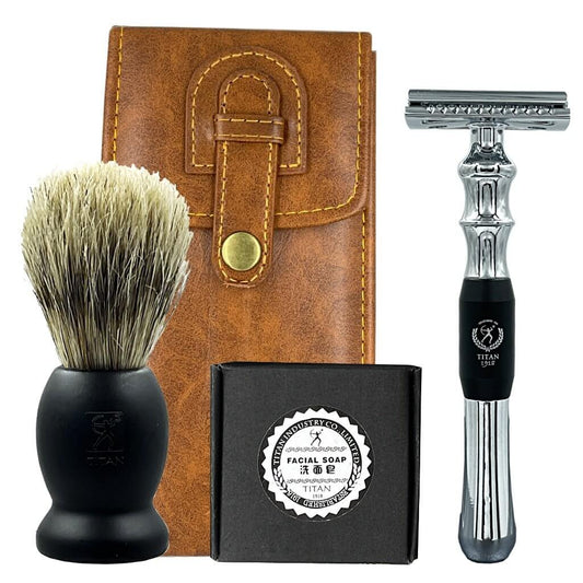 Buy Barber 4pz Travel Shaving Set - Black - BUYBARBER.COM