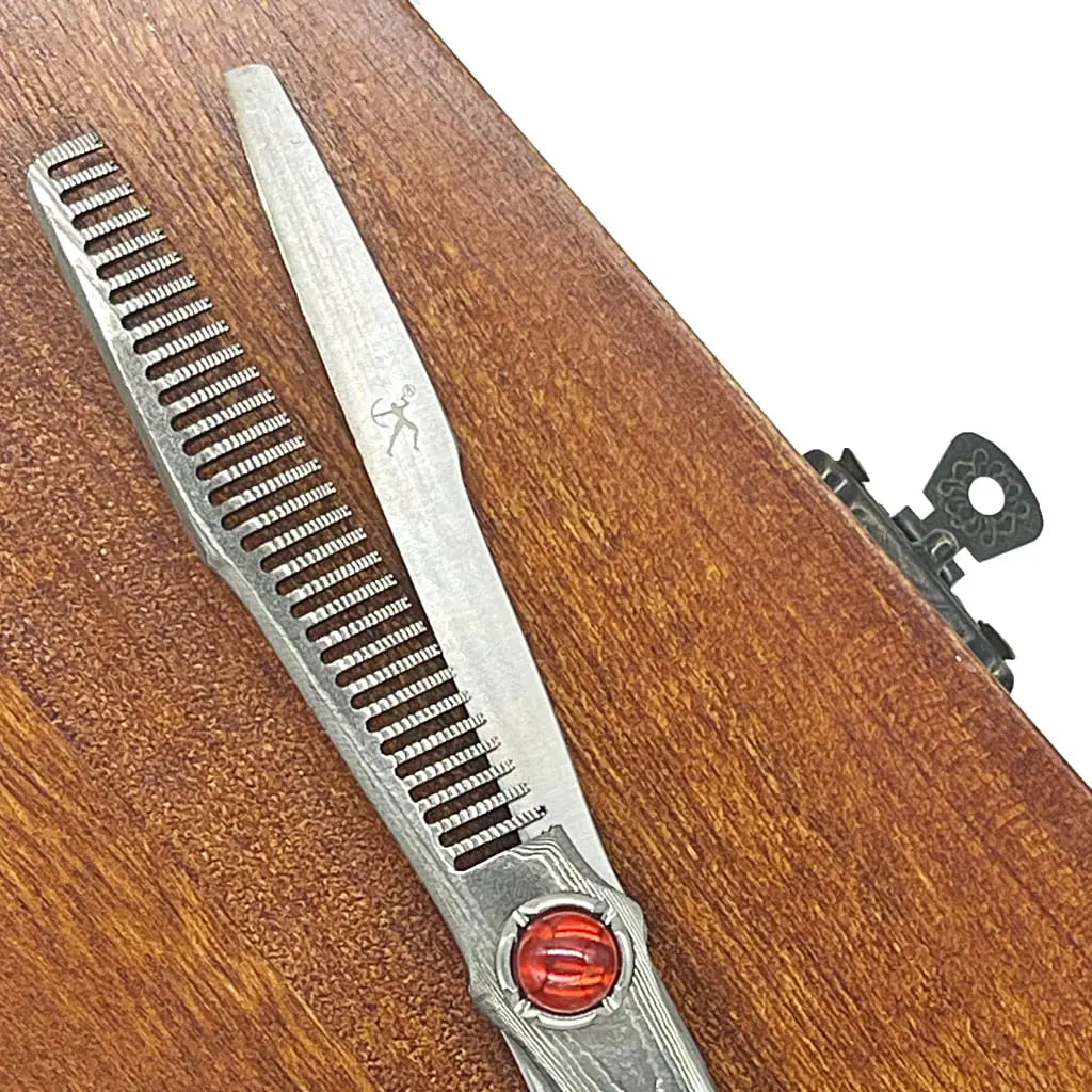 Japan Damascus ATS314 Thinning Shears | Handmade | 440C | 6 Inch - BUYBARBER.COM