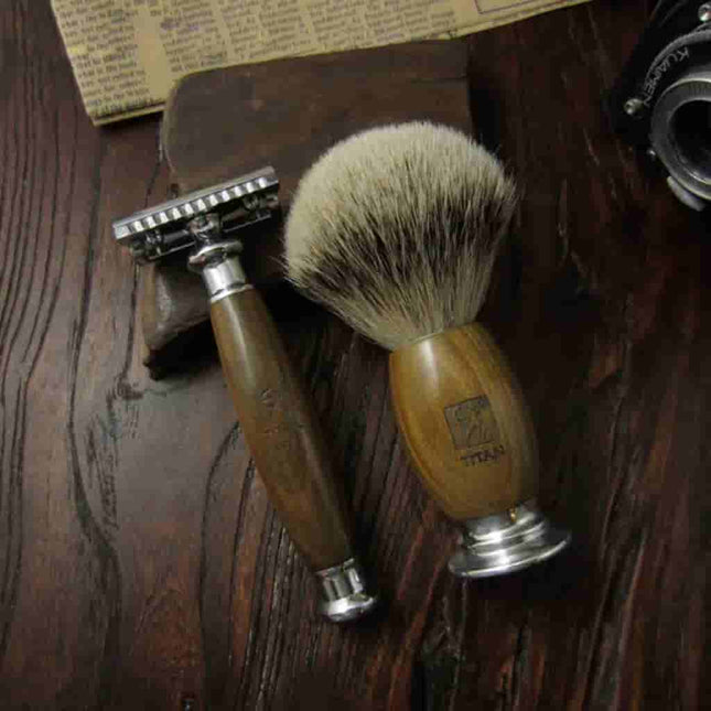 Hand Made Traditional Shaving Set - Green Sandalwood - BUYBARBER.COM