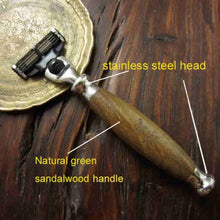 Hand Made Traditional Shaving Set - Green Sandalwood - BUYBARBER.COM