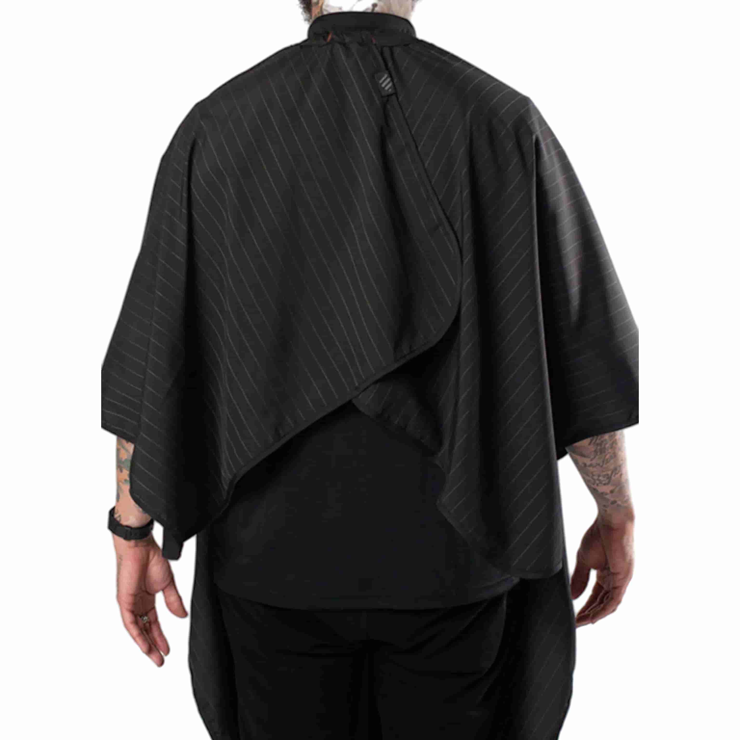 Barber Strong Classic Barber Cutting Cape - Black/White Pinstripe - BUYBARBER.COM