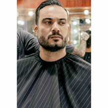 Barber Strong Classic Barber Cutting Cape - Black/White Pinstripe - BUYBARBER.COM