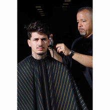 Barber Strong Classic Barber Cutting Cape - Black/Gold Pinstripe Barber Strong