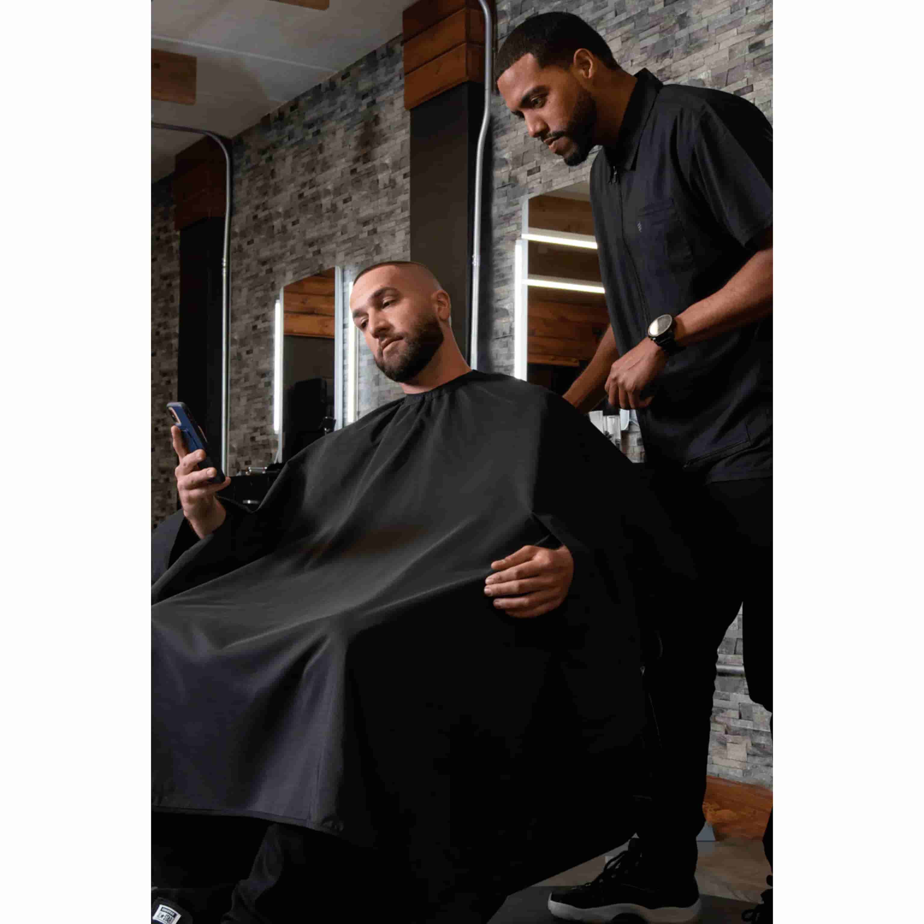 Barber Strong Classic Barber Cutting Cape - Solid Black Barber Strong