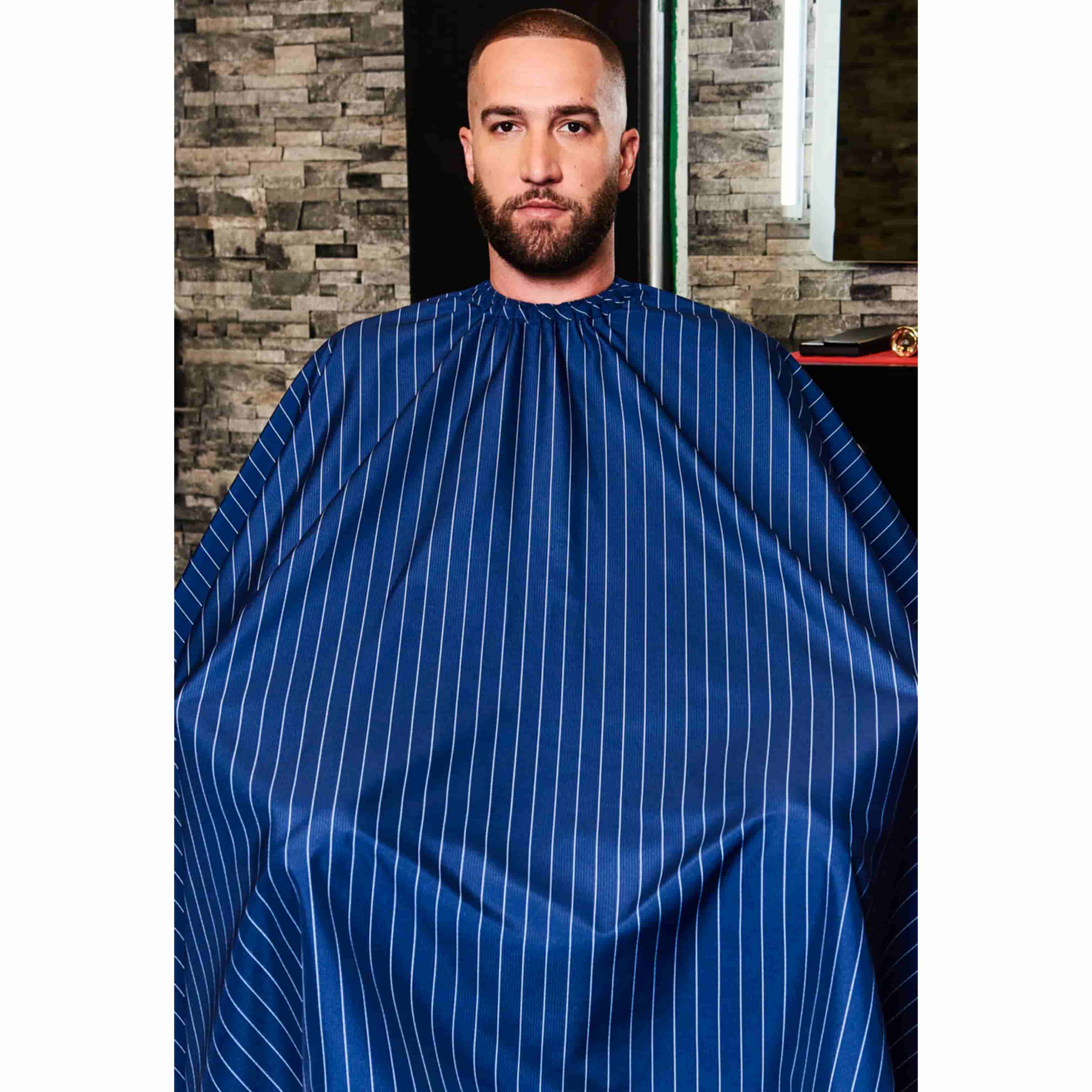 Barber Strong Classic Barber Cutting Cape - Blue/White Pinstripe Barber Strong