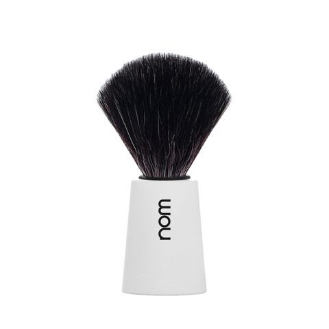NOM Shaving Brush, Black Fibre, Plastic White - BUYBARBER.COM